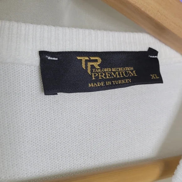Tailored Recreation White Sweater Mens Size XL Wool Cotton Cozy - Picture 2 of 11